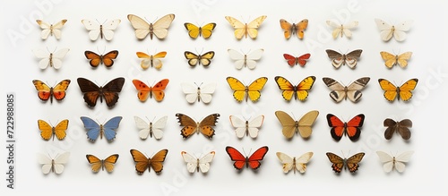 various types of preserved butterflies on display in the museum