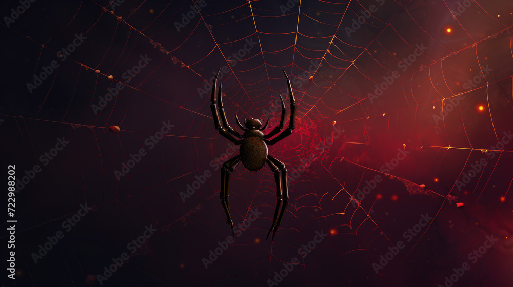 Obraz premium Spider web blue and red background generated with ai 