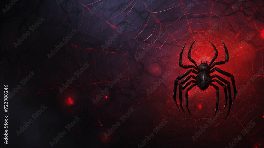 Fototapeta premium Spider web blue and red background generated with ai 