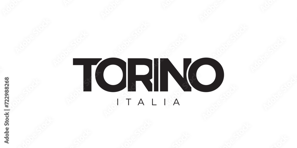 Torino in the Italia emblem. The design features a geometric style, vector illustration with bold typography in a modern font. The graphic slogan lettering. Torino in the Italia emblem. The design features a geometric style, vector illustration with bold typography in a modern font. The graphic slogan lettering.