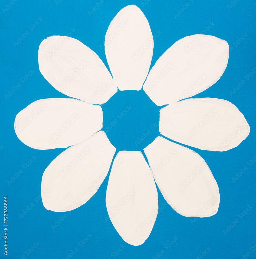 Fototapeta premium White flower on blue background