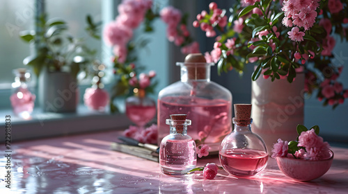 bottle of perfume with flowers