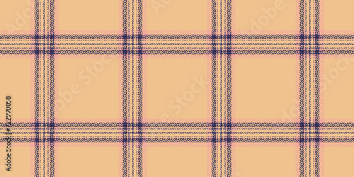 Effect textile fabric vector, royal pattern texture seamless. Curve check tartan background plaid in orange and indigo colors.