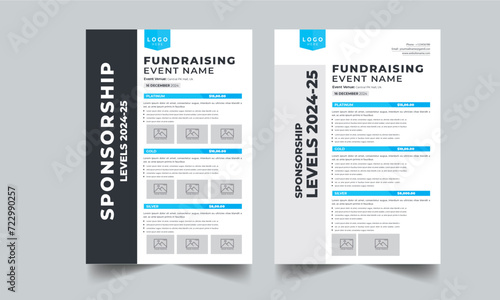 Sponsorship Levels Fundraising Flyers design layout template with 2 Style design photo