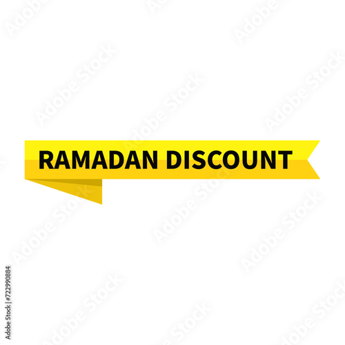 Ramadan Discount Text In Yellow Ribbon Rectangle Shape For Promotion Sale Business Marketing Social Media Information 