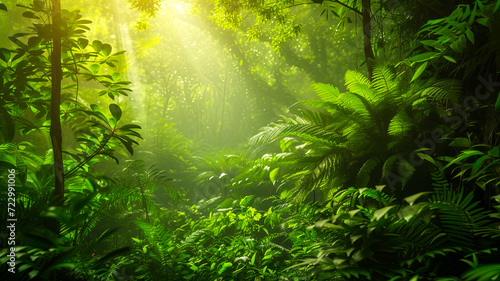 Ein von der Sonne durchfluteter Wald © shokokoart