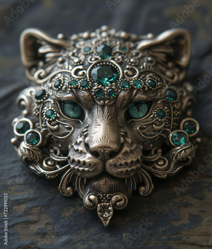 Buckle in the shape of a leopard with stones