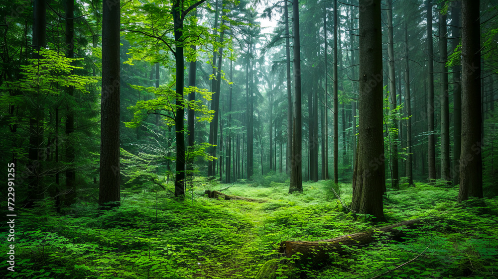 Fototapeta premium Ein von der Sonne durchfluteter Wald