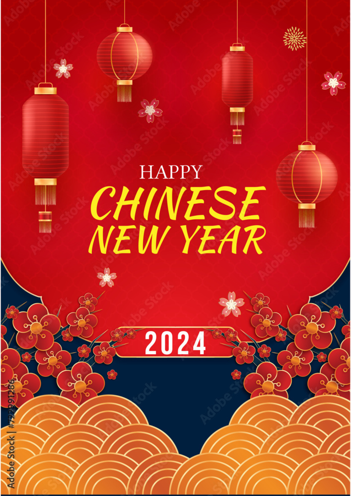 vector gradient vertical poster template for chinese new year