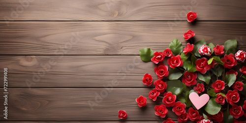 A bunch of red roses on a white table