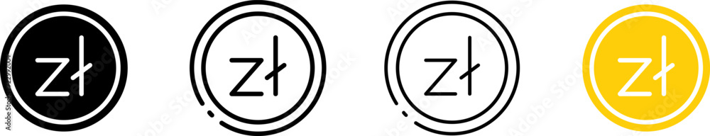 Zl coin icons. Different styles, set of Zloty coins icons, trade design. Vector icons Zl coin icons. Different styles, set of Zloty coins icons, trade design. Vector icons