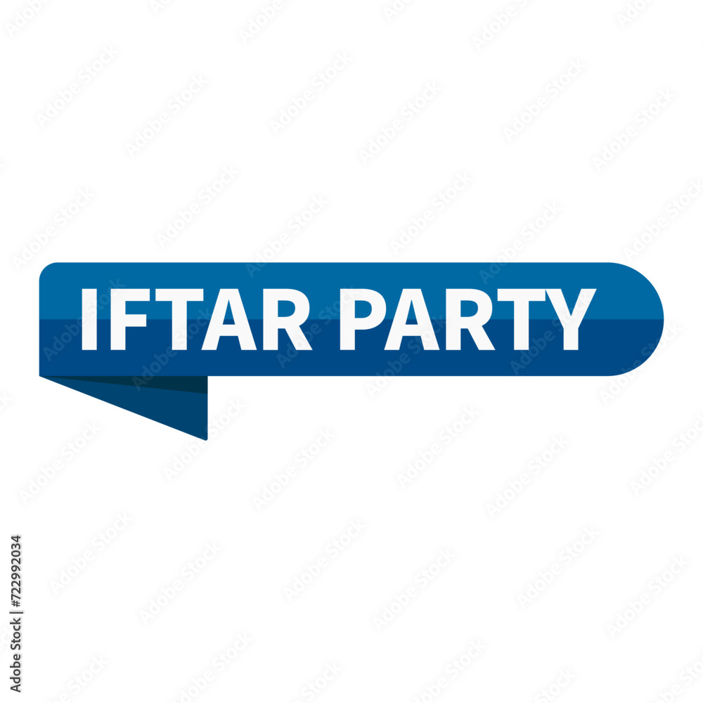 Iftar Party Text In Blue Ribbon Rectangle Shape For Invitation Promotion Announcement Business Marketing Social Media Information
