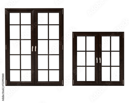 Wooden windows isolated on white background.