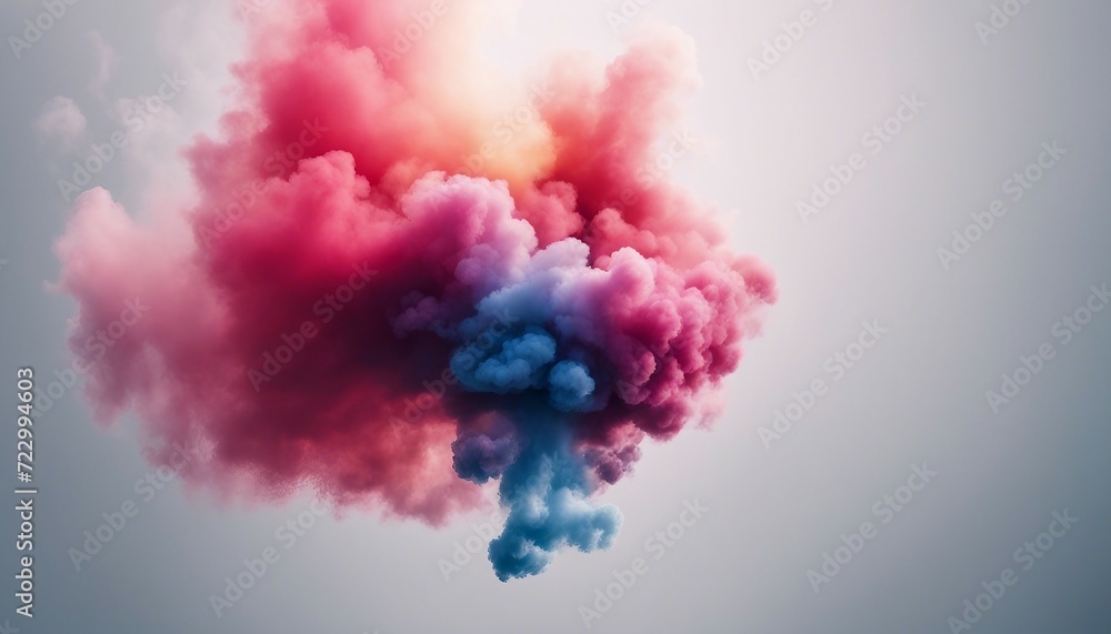 Rainbow Fog or smoke color isolated transparent special effect. Abstract red dust explosion on white
