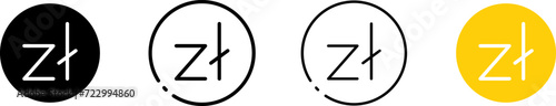 Zl coin icons. Different styles, set of Zloty coins icons, trading design. Vector icons
