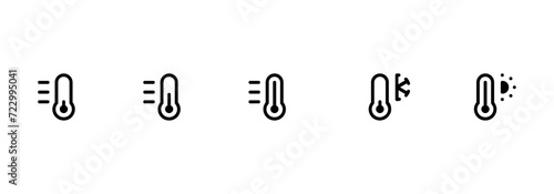 Temperature symbol set. Temperature icons vector set. Thermometer icons isolated. Cold and hot icon for apps and websites