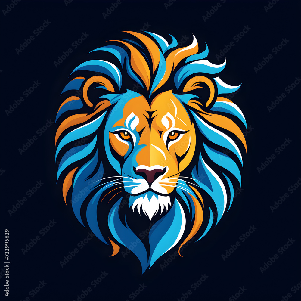 Dynamic and modern lion flat logo illustration
