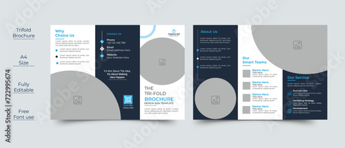 Creative business trifold brochure template with modern design	