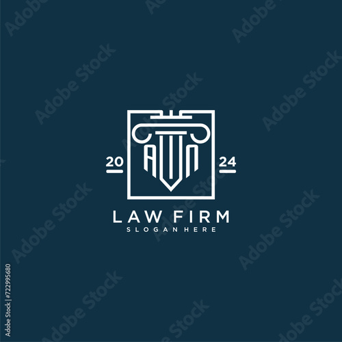 AN initial monogram logo for lawfirm with pillar design in creative square