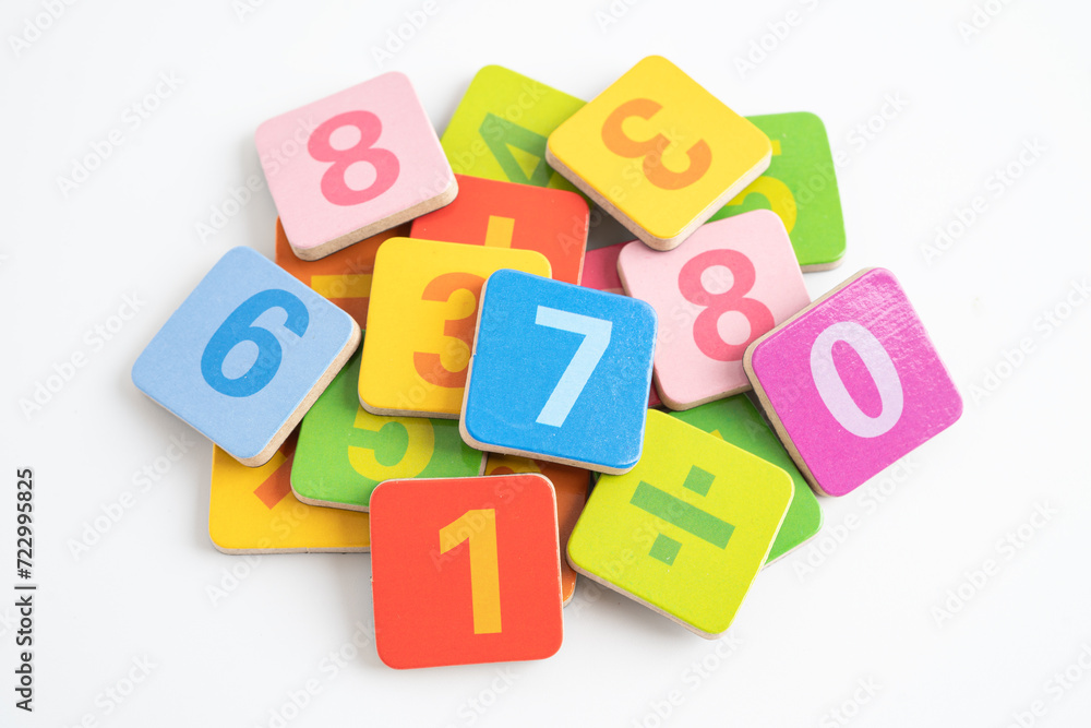 Math number colorful on white background, education study mathematics learning teach concept. Math number colorful on white background, education study mathematics learning teach concept.