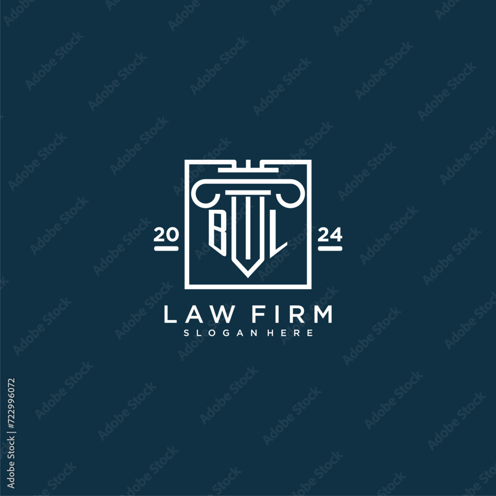 BL initial monogram logo for lawfirm with pillar design in creative square BL initial monogram logo for lawfirm with pillar design in creative square