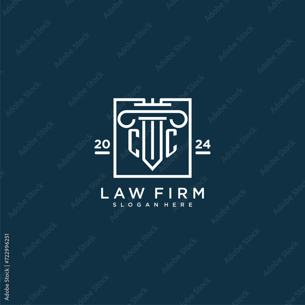 CC initial monogram logo for lawfirm with pillar design in creative square CC initial monogram logo for lawfirm with pillar design in creative square