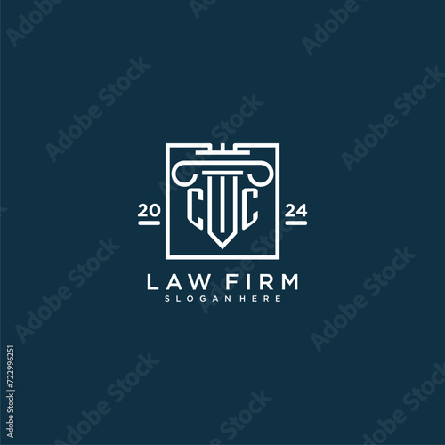 CC initial monogram logo for lawfirm with pillar design in creative square