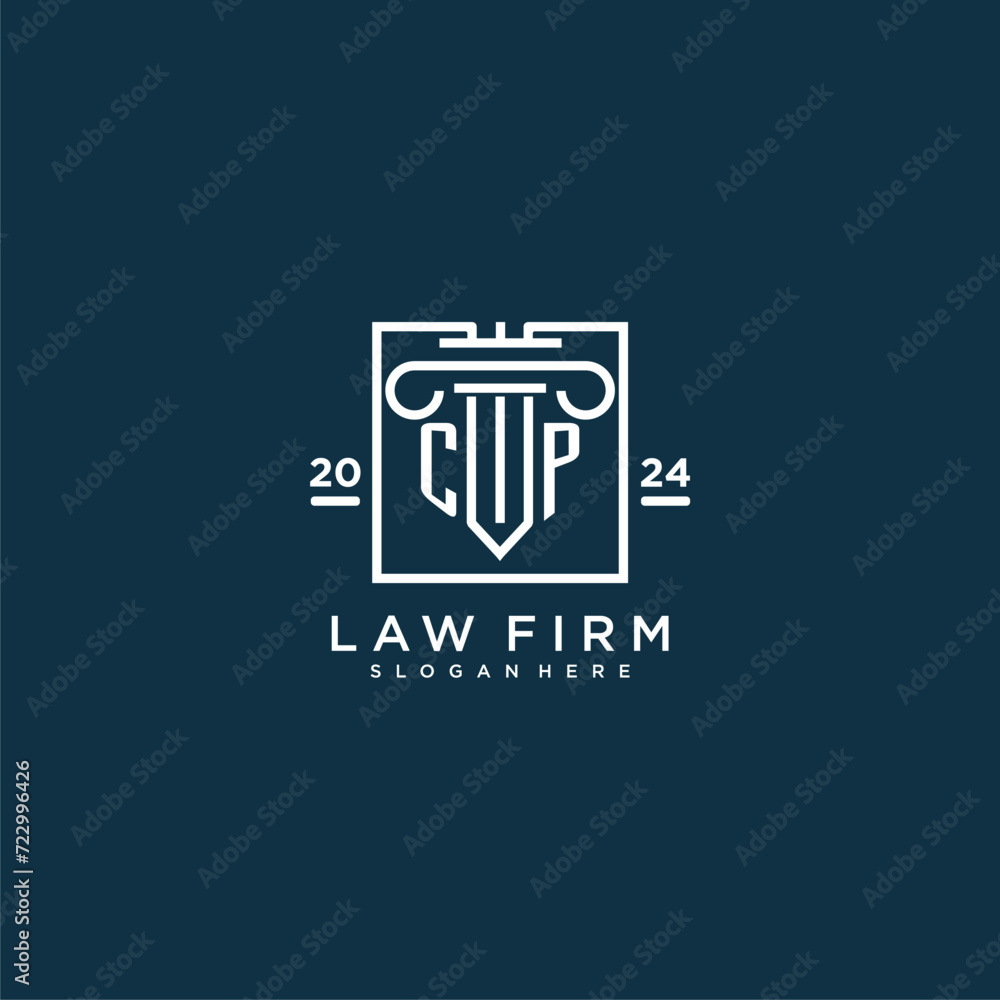 CP initial monogram logo for lawfirm with pillar design in creative square CP initial monogram logo for lawfirm with pillar design in creative square