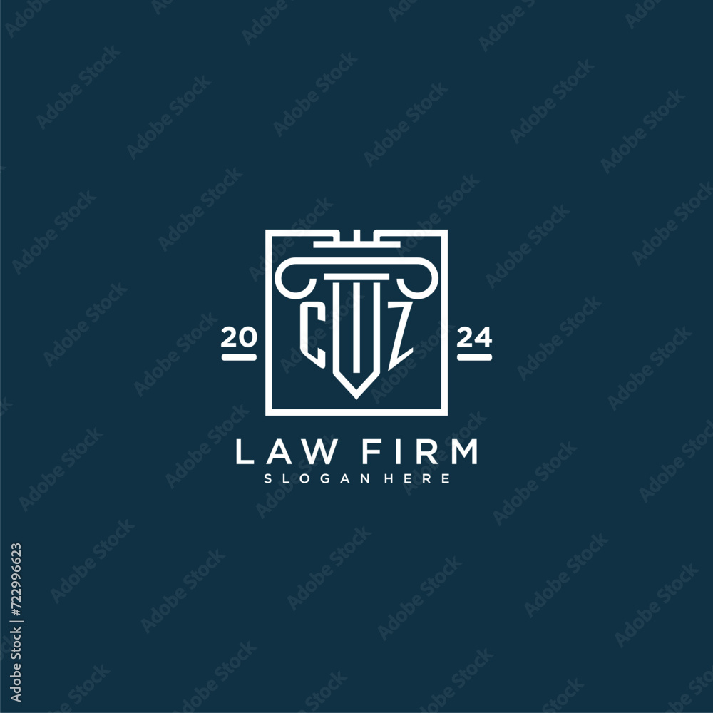 CZ initial monogram logo for lawfirm with pillar design in creative square CZ initial monogram logo for lawfirm with pillar design in creative square