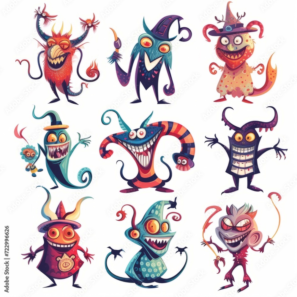 set of funny monsters set of funny monsters