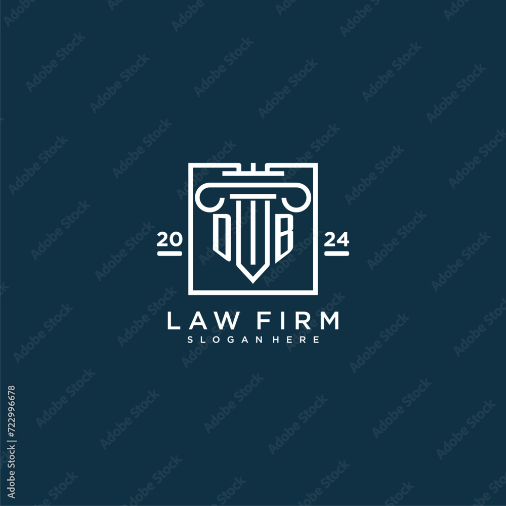 DB initial monogram logo for lawfirm with pillar design in creative square DB initial monogram logo for lawfirm with pillar design in creative square