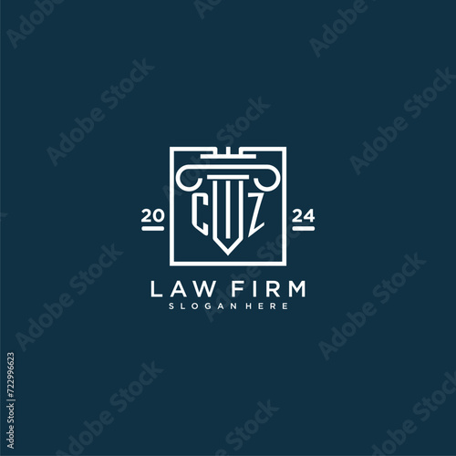 CZ initial monogram logo for lawfirm with pillar design in creative square