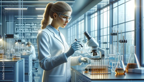 Focused Research: Scientist at Work in a Modern Lab