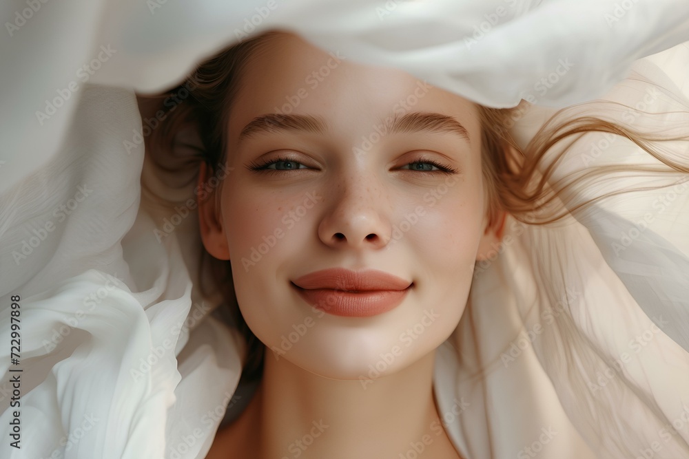 healthy skin enchanting woman, in the style of portraits with personality, white and gray, joyful and optimistic, studio portrait, advertising skin care concept. generative AI healthy skin enchanting woman, in the style of portraits with personality, white and gray, joyful and optimistic, studio portrait, advertising skin care concept. generative AI