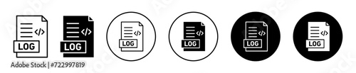 log file vector icon set collection. log file Outline flat Icon.