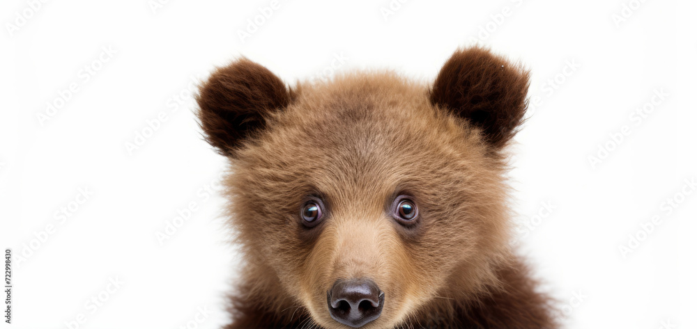 A close-up of a young brown bear face innocence and curiosity. A close-up of a young brown bear face innocence and curiosity.