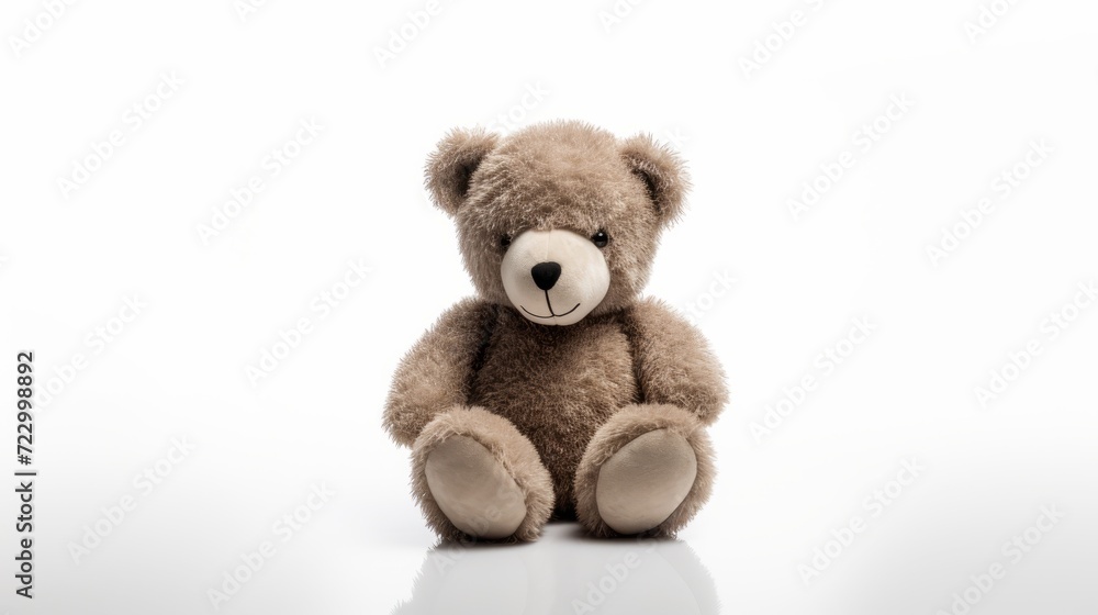 A soft brown teddy bear childhood memories on white background A soft brown teddy bear childhood memories on white background