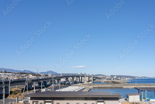 神奈川県小田原市 TOTOCO小田原から見た小田原港近辺の風景