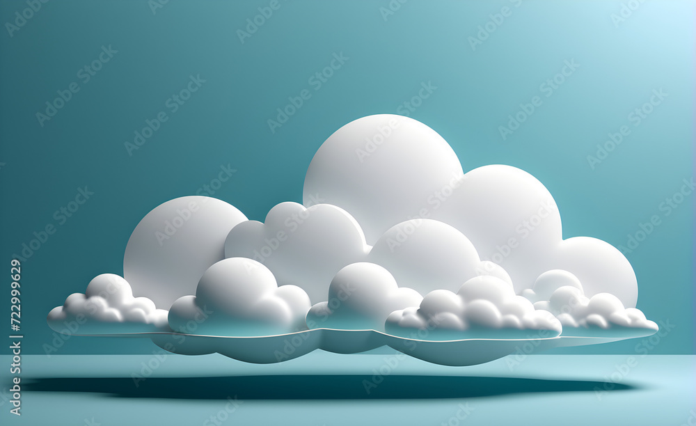 White cloud on a simple soft blue background, simulating real photo, 3D design with a minimalist touch. Generative AI White cloud on a simple soft blue background, simulating real photo, 3D design with a minimalist touch. Generative AI