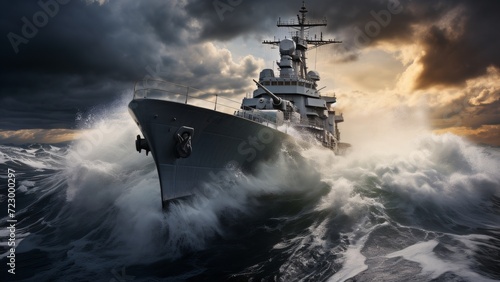 Modern Battleship at Sea: Navigating the Rough Waters
