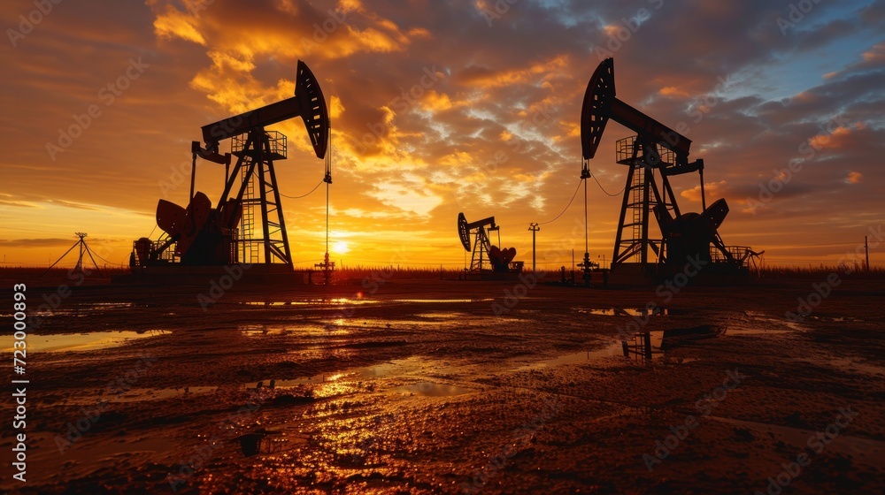 Oil pump at oil mining site for energy and and gas factory concept. AI generated image