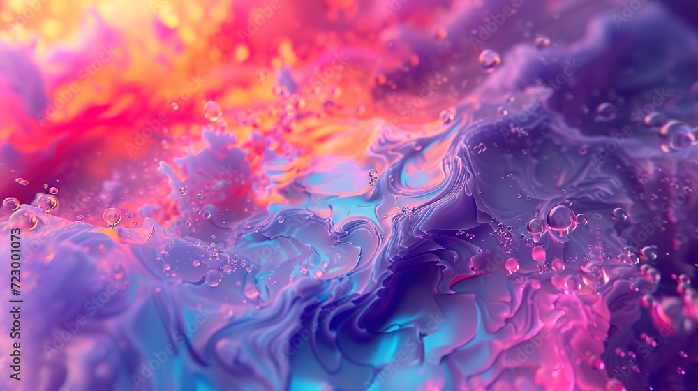 Abstract liquid wave with elements of smoke, fire, texture, light, and pink hues, reminiscent of a cosmic cloud in motion.