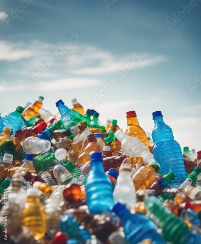 waste plastic bottles in the form of a hill stack, isolated on a white background
