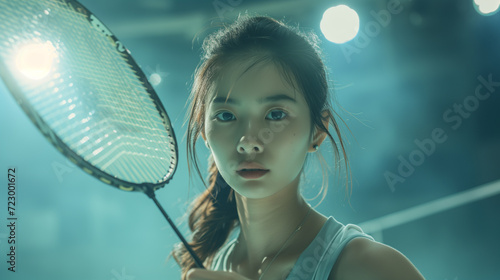 woman with badminton racket , ai
