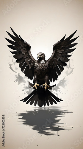Silhouette of an eagle with spread wings, Digital Art
