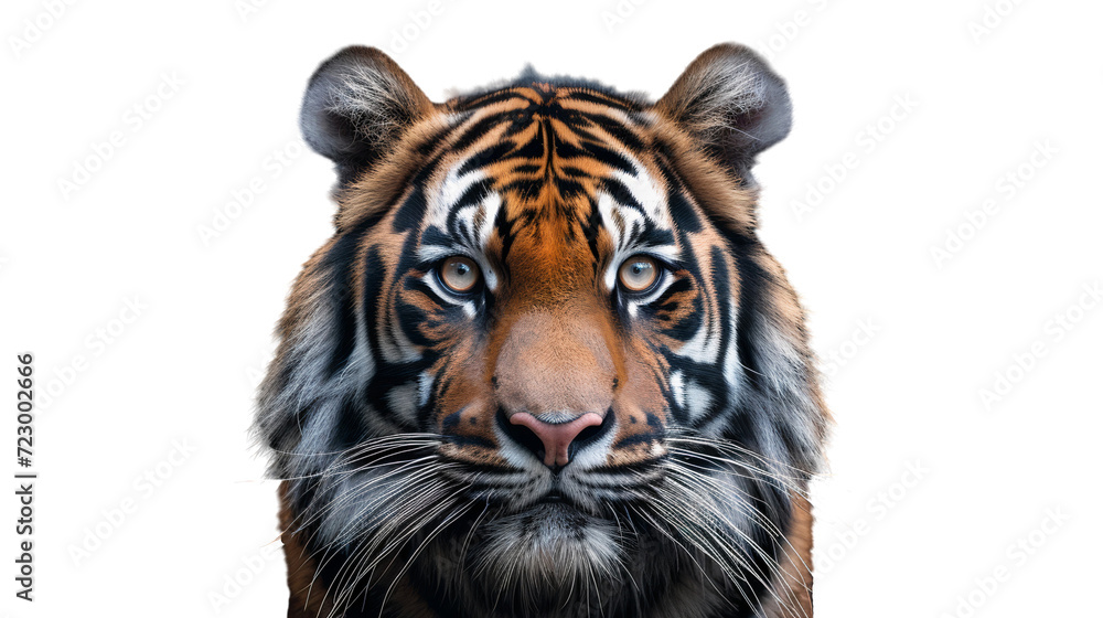 Obraz premium Close up face of a tiger isolated on white background