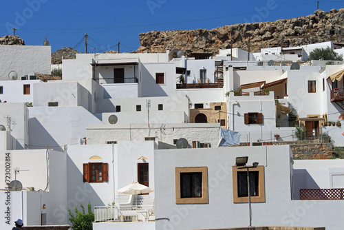 Grèce, tourisme sur l'île de Rhodes, ville de Lindos