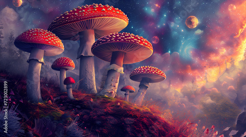 Psychedelic surreal fly agaric cosmic style