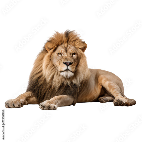 A lion lying down isolated on transparent background © The Stock Guy