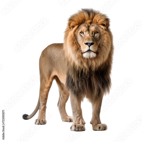 Portrait of a lion panthera leo isolated on white, transparent background